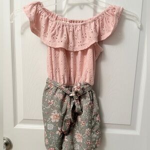 Paper Doll Shorts Romper with belt Girls Sz 7/8 SMALL